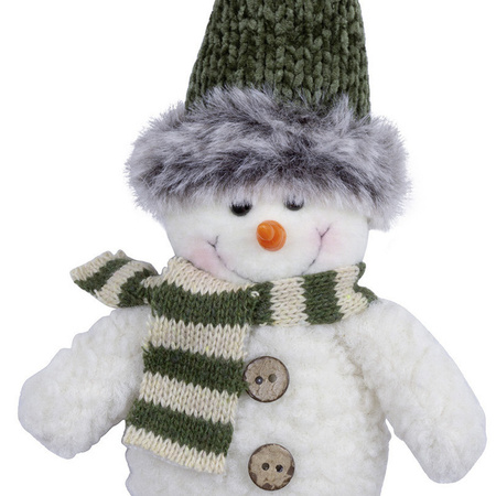 Kersthanger/kerstornament sneeuwpop knuffeltje - 15 cm - pluche -kerstmuts