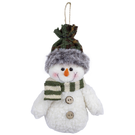 Kersthanger/kerstornament sneeuwpop knuffeltje - 15 cm - pluche