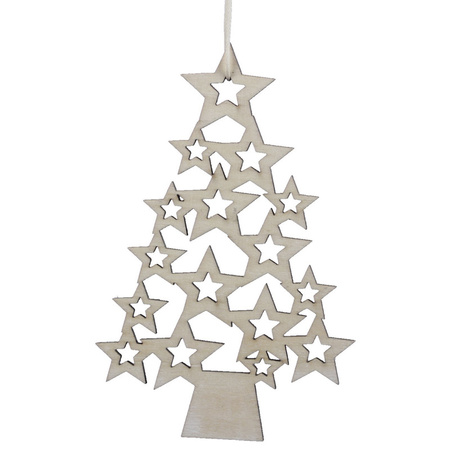 Kersthangers kerstbomen - 5x st - 8 x 12 cm - hout - kerstornamenten