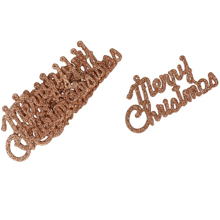 Kersthangers Merry Christmas - 6x stuks - koper - kunststof - 10 cm