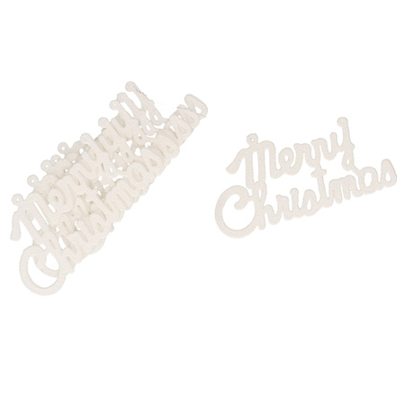 Kersthangers Merry Christmas - 6x stuks - wit - kunststof - 10 cm
