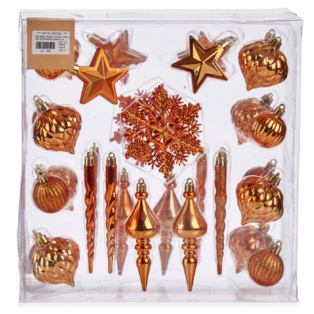 Kersthangers/ornamenten set - 32x stuks - oranje - kunststof