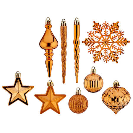 Kersthangers/ornamenten set - 32x stuks - oranje - kunststof