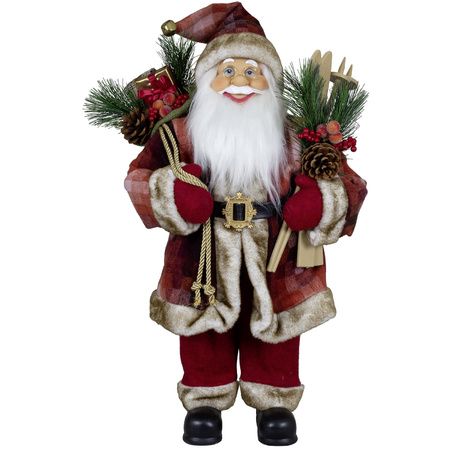 Kerstman pop Jacob - H60 cm - rood - staand - kerst beeld -decoratie figuur