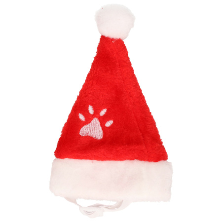 Kerstmuts - voor katten/kleine hondjes - rood - polyester