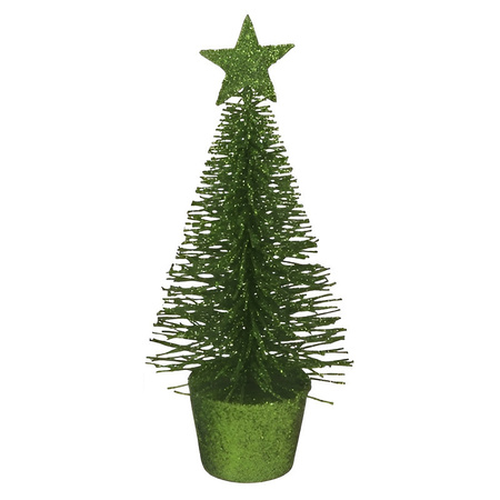 Christmas tree green with glitter 15 cm