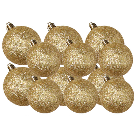 Kerstversiering set glitter kerstballen goud 6 - 8 cm - pakket van 30x stuks