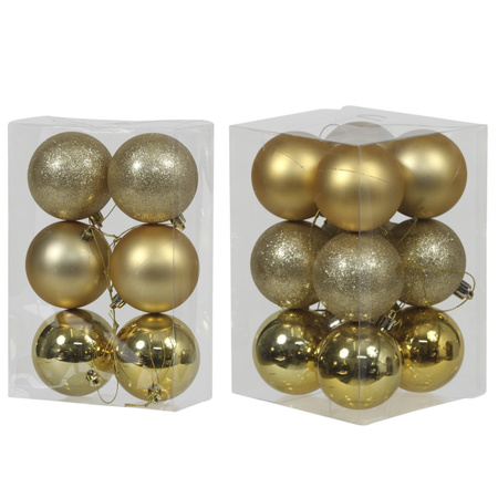 Christmas baubles set gold 6 - 8 cm - package 36x pieces