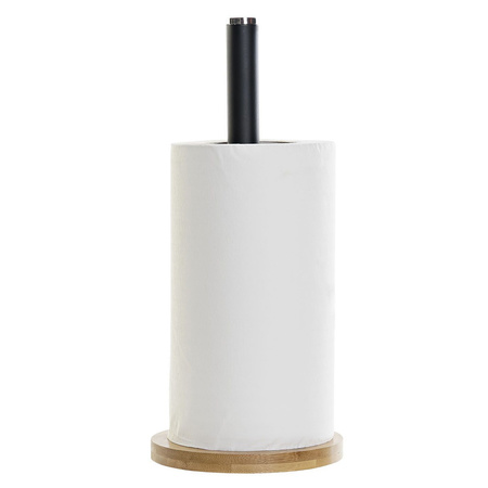 Kitchen roll holder bamboo wood black 15 x 34 cm