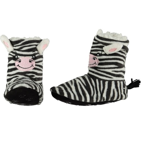 High kids zebra slippers black/white