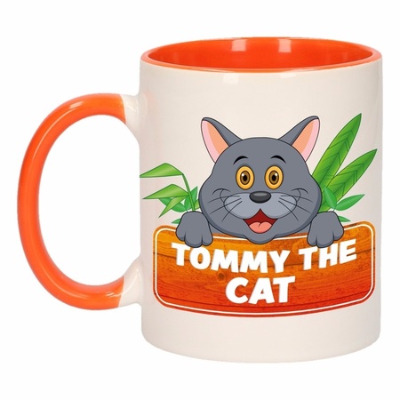 Kinder katten mok / beker Tommy the Cat oranje / wit 300 ml