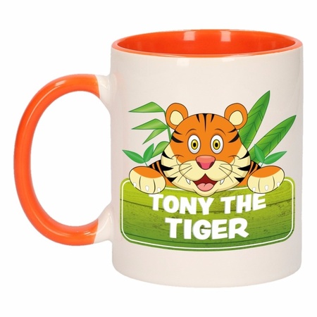 Kinder tijger mok / beker Tony the Tiger oranje / wit 300 ml