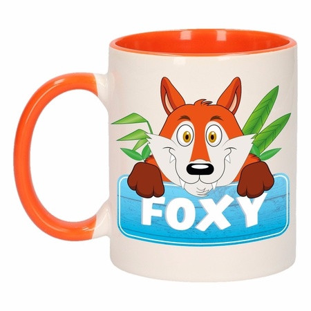 Kinder vossen mok / beker Foxy oranje / wit 300 ml