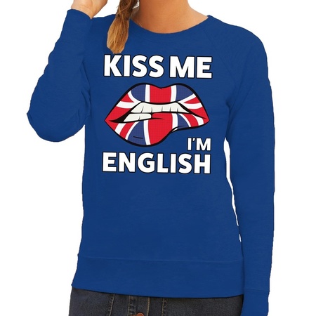 Kiss me I am English sweater blauw dames