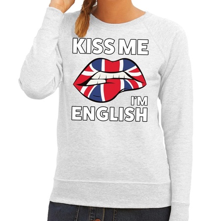 Kiss me I am English sweater grijs dames