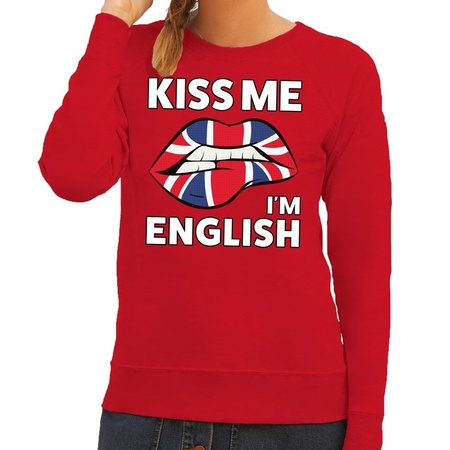 Kiss me I am English sweater rood dames