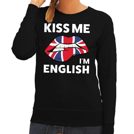 Kiss me I am English sweater zwart dames