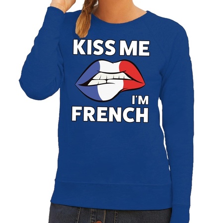 Kiss me I am French sweater blauw dames