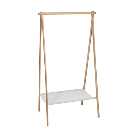 H&S Collection Clothing rack - with shelf - bamboo- light brown- white