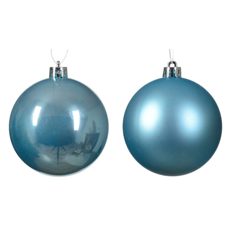 Kleine kerstballen 32x stuks - mix donkergroen en ijsblauw - 4 cm - kunststof