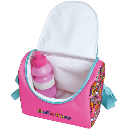 Small cooler bag for lunch pink with Hello Kitty print 22 x 18 x 13 cm 5 liters