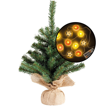 Kleine kunst kerstboom -groen -incl. sport thema lichtsnoer - H45 cm