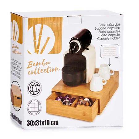 Koffie cup/capsule houder/dispenser lade bamboe hout  30 x 30 x 10 cm