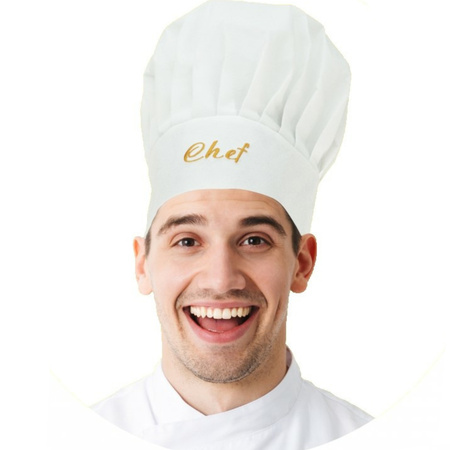 Koksmuts Chef - wit - papier - volwassenen - B29 x H25 cm