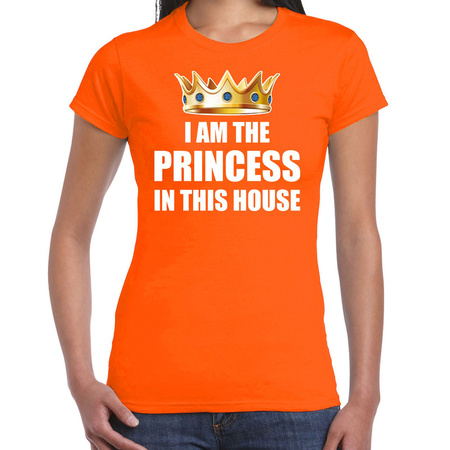 Koningsdag t-shirt Im the princess in this house oranje voor dam