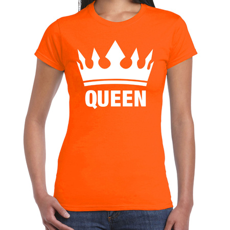 Koningsdag t-shirt voor dames - Queen - oranje - feestkleding
