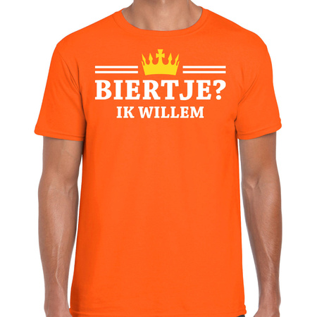 Koningsdag t-shirt voor heren - biertje, ik willem - oranje - feestkleding