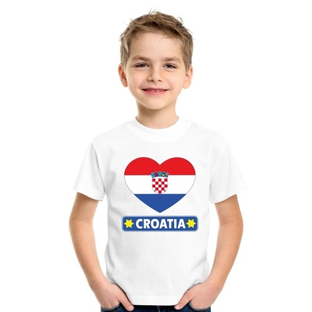 Kroatie hart vlag t-shirt wit jongens en meisjes