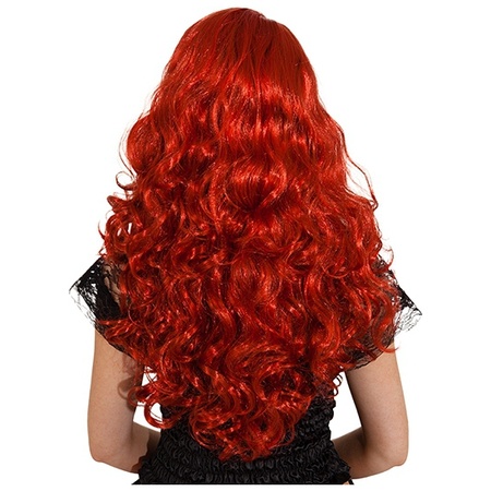 Krullende damespruik met rood haar