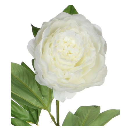 Kunstbloem pioenroos - Creme - 76 cm - polyester - decoratie bloemen