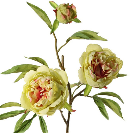 Kunstbloem pioenroos Spring Dream - groen/roze - 73 cm - kunststof