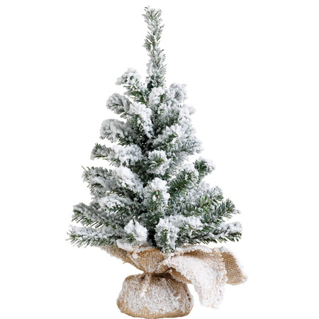 Artificial christmas tree green with snow 45 cm