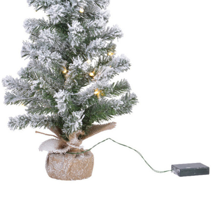 Artificial christmas tree green with lights and snow 75 cm