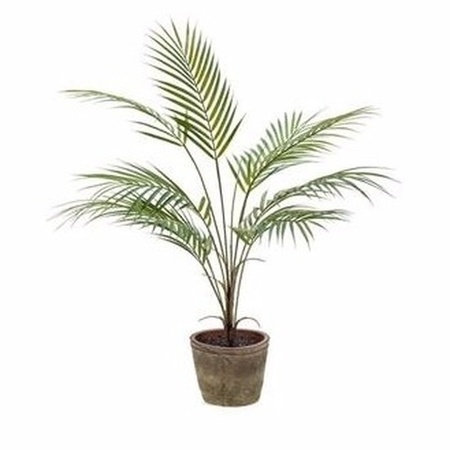 Kunstplant palm groen in oude ronde terracotta pot 70 cm 