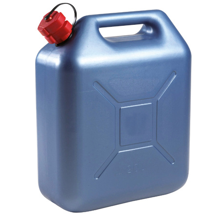 Kunststof jerrycan blauw voor brandstof 20 liter L36 x B17 x H44 cm