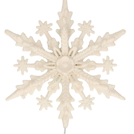 Kunststof kerstboom 3D sneeuwvlok piek glitter wit 20 cm