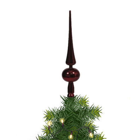 Kunststof kerstboom piek bordeaux rood 28 cm