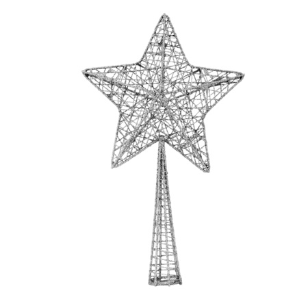 Plastic star christmas tree topper silver glitter 28 cm