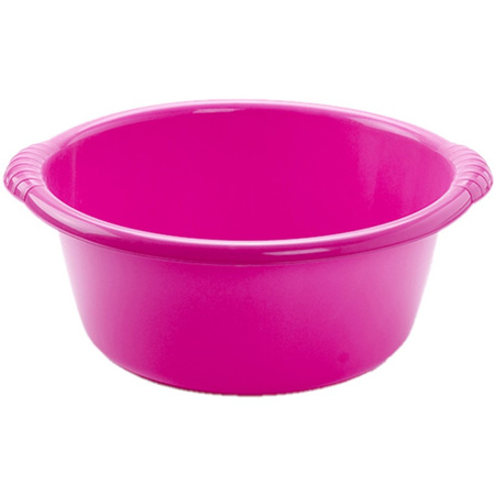 Kunststof teiltje/afwasbak rond 15 liter roze