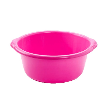 Kunststof teiltje/afwasbak rond 20 liter roze