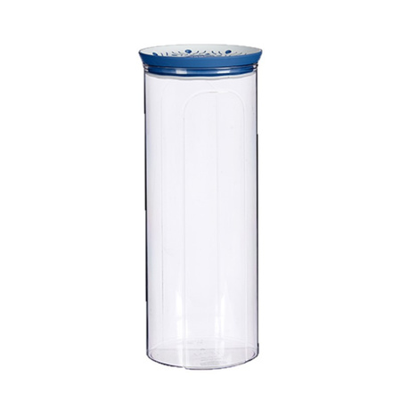 Plastic storage jar/storage jar transparent/blue with lid L12xW12xH28 cm