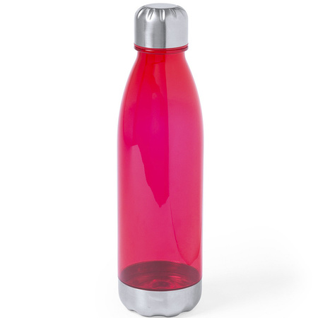 Kunststof waterfles/drinkfles transparant rood met RVS dop 700 ml