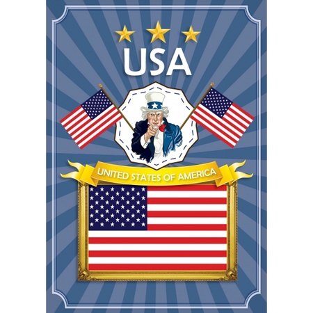 Landen thema USA/Amerika vlag thema poster - 59 x 42 cm - papier - versiering