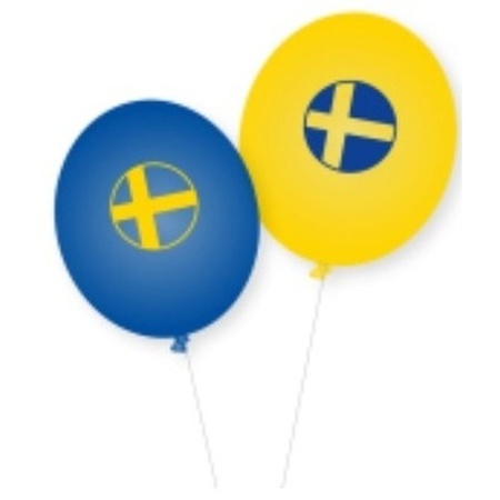 16x Sweden flag theme party decorations balloons
