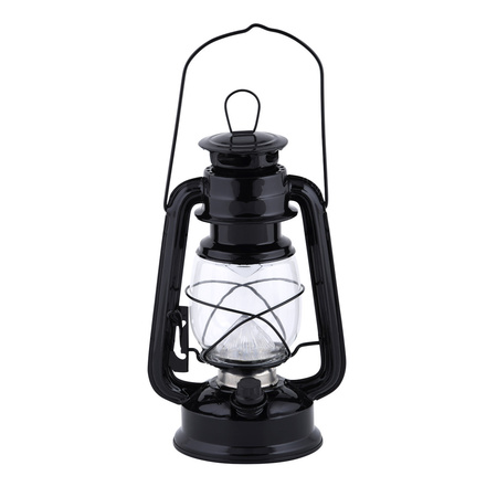 LED lantaarn/windlicht zwart op batterijen 11,5 x 15 x 24 cm