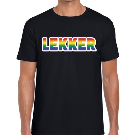 Lekker regenboog gay pride shirt zwart voor heren